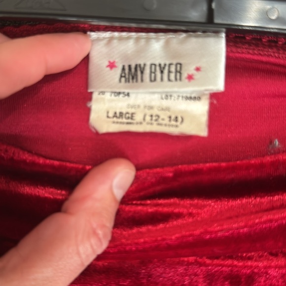 True Y2K Amy Byer Red Velvet Embroidered Skirt Large 12-14 Boho Romantic - Picture 3 of 4